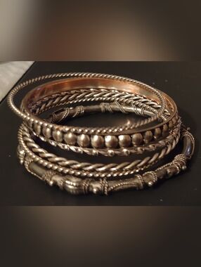 LOT of 10 Silver & Pewter Tone Bangles, Mesh Bracelets - Southwest, Tribal, Boho